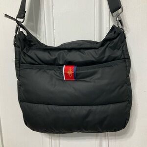 Pretty Rugged  Black Puffer Tavel Friendly  waterproof Crossbody Bag